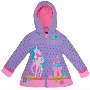 Stephen Joseph Girls Size‎ 5/6 Purple and Pink  Unicorn Hooded Raincoat